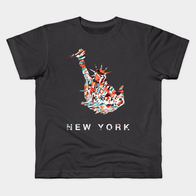 New York statue of Liberty abstract print Kids T-Shirt by ol1ie